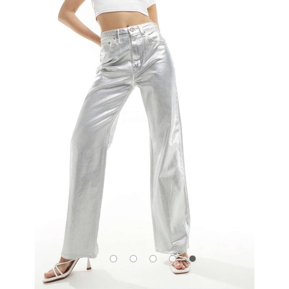 Abercrombie & Fitch The 90s Relaxed Jeans High Rise Silver Sz 26/2